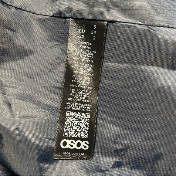 ASOS Black Suit Jacket  Blazer Womens Sz 2 - Picture 15 of 15